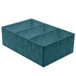 [V2321420000] Cassetto poliestere verde acqua 3 scomparti rettangolare cm 31x21h10