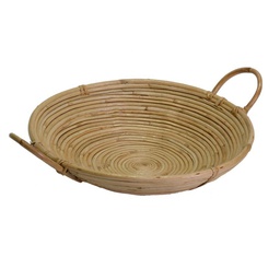 [V2317710000] Cesta giunco naturale con manici tondo cmø40xh10x40