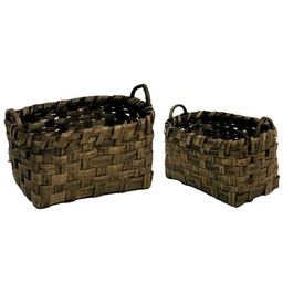 [V4900130000] Cesta portalegna fiordella 1-2 noce alta rettangolare cm 69x50h33 made in italy