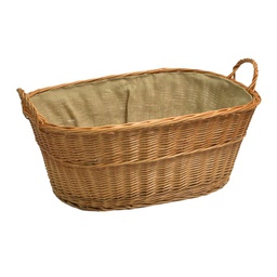 [V2005070200] Cesta portalegna vimini europeo 2^ misura c/fodera juta ovale cm 73x48h30/36