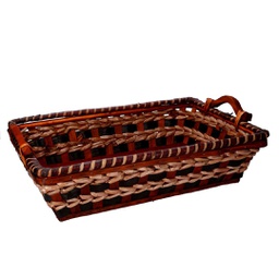 [V9379660000] Cesto vimini intreccio crema noce rettangolare cm53x38h13