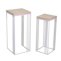 [V6455090000] Colonnina metallo Lucilla 1-2 bianco quadro cm32x32h73