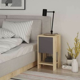[FZ99467] Comodino Ema rovere e antracite anta ribalta 30x30x55h