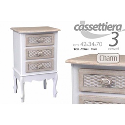 [GIC729461] Comodino con cassetti anticato shabby bianco cm 42 x 34 x 70 h