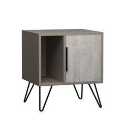 [FZ97580] Comodino tortora bianco con anta e vano Glynn  50x44xh.60 cm