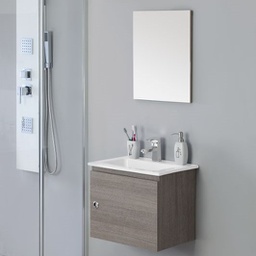 [BR606054] Composizione Bagno a sospensione un' anta Rovere Scuro 50x36x h42 cm