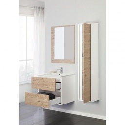 [BR801009] Composizione Bagno due cassetti Linea Fabula Bianco-Rovere Chiaro 60x47x h57cm