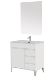[BR606002] Composizione bagno Linea Mondo Laccato Bianco un' anta tre cassetti 82x47x h85 cm