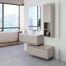 [BR803004] Composizione bagno due cassetti separati Linea Pastello Tortora