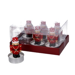 [V5511160000] Confezione 6 pezzi candela paraffina schiaccianoci rosso cm13,5x7h9,5