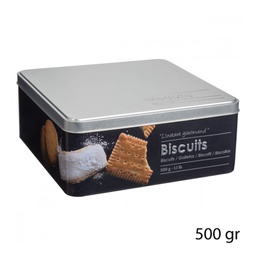 [19921569] Contenitore per biscotti in ferro Nero con rilievo 500gr 20x20x h 8,2 cm