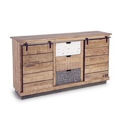 [B0745496] Credenza 2 ante 3 cassetti Tudor in legno nobilitato