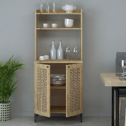 [EFFEZ99155] Credenza alta Zanne 2 ante e vani a giorno rovere EFFEZ