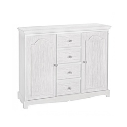 [B0744189] Credenza in MDF due ante quattro cassetti Bianca BLANC 100x40x h80 cm