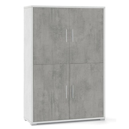[ODB834OSCEK] Credenza quattro ante quattro ripiani in legno Bianco Cemento 108x41x h161 cm