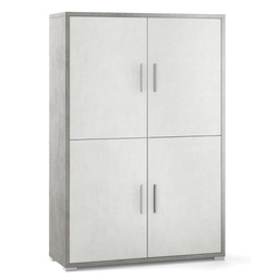 [ODB834CEOSK] Credenza quattro ante quattro ripiani in legno Cemento Bianco 108x41x h161 cm