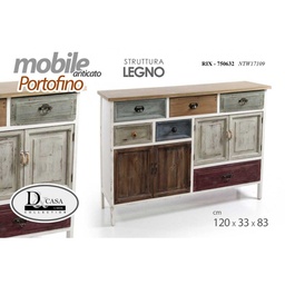 [GIC750632] Credenza retro stile anticato mobile da ingresso sala cm 120x 33 x 83 h
