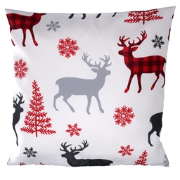[V6167510000] Cuscino tessuto con renne bianco cm43x43h12