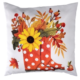 [V2510410000] Cuscino tessuto stivali con girasole bianco cm 43x43