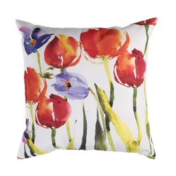 [V2510040000] Cuscino tessuto tulipani quadro cm 43x43h12
