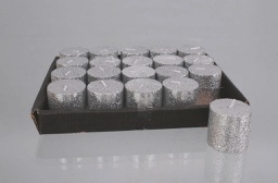 [19977452] Display Candela Cilindro Cm.4X4 Argento Glitter decorazione di Natale
