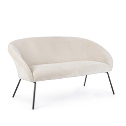 [B0735245] Divano acciaio velluto bianco Aiko Velvet cm 142 x 80 x 75