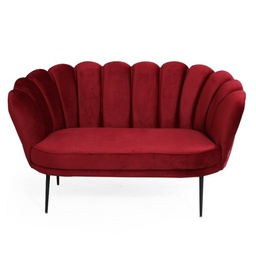 [FZ95710] Divano due posti in velluto rosso a conchiglia Orel cm 135x76,5xh. 79