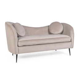 [B0743698] Divano effetto velluto 2 posti Candis Grigio Chiaro
