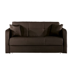 [FZ93946] Divano letto due posti in legno e velluto Marrone ADONIS 165x105x h87 cm