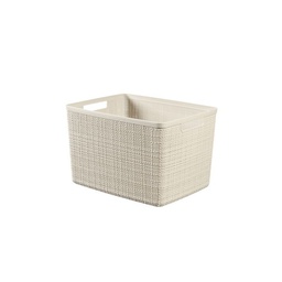 [1994951] Elegante cesto grande in juta con finitura in plastica beige