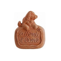 [19976264] Elegante decorazione da giardino in terracotta &quot;Attenti al cane&quot; rifinita a mano di 20 cm.
