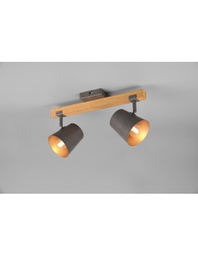 [TRIO801900267] Faretto Doppio Spot Orientabile Legno E Metallo Nichel Bell Trio Lighting