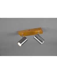 [TRIO812400207] Faretto Marley 2 Spot GU10 Nichel E Legno L26 cm Trio Lighting