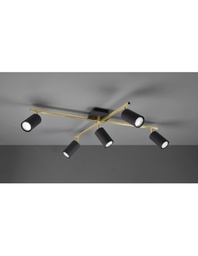 [TRIO612400580] Faretto Marley Bacchette Oro 5 Spot Cilindrici Neri Orientabili Trio Lighting