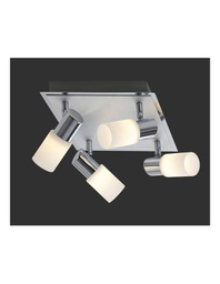 [TRIO821430405] Faretto Quadrato Clapton 4 Spot Led Cromo E Vetro Bianco 23x23 cm Trio Lighting