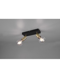 [TRIOR80182008] Faretto Spot 2xE27 Vannes Nero-Ottone L26 cm Trio Lighting