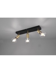 [TRIOR80183008] Faretto Spot 3xE27 Vannes Nero-Ottone L44 cm Trio Lighting
