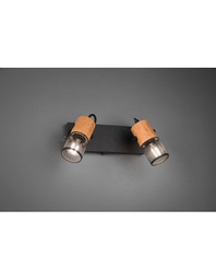 [TRIO804370232] Faretto Tosh Nero 2xE14 Spot Legno E Gabbia Metallica L26 cm Trio Lighting