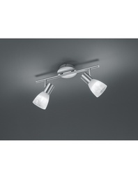 [TRIOR82231207] Faretto Visto 2xE14 Led Nichel E Vetro Alabastro L34 cm Trio Lighting