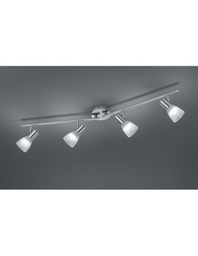 [TRIOR82231407] Faretto Visto 4xE14 Led Nichel E Vetro Alabastro L90 cm Trio Lighting