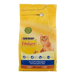 [333008] Friskies crocchette gatti sterilizzati con tacchino e verdure aggiunte Purina 1,5 chilogrammi