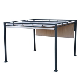 [V7403230000] Gazebo Maine con pergola in acciaio 3x3 cm con tende laterali