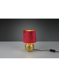 [TRIOR50821010] Lampada Tavolo Sophia Ceramica Oro E Paralume Velluto Rosso Ø16 cm Trio Lighting