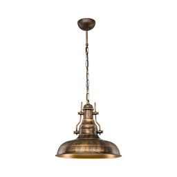 [EFFEZ97690] Lampada a sospensione Tarus stile industriale oro antichizzato MDL4468 EFFEZ