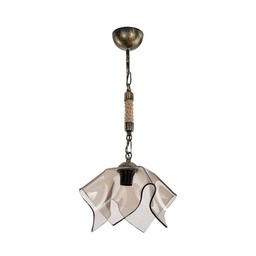[EFFEZ97670] Lampada a sospensione Volga MDL3781 oro antichizzato e vetro fumè EFFEZ