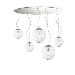 [8021696091112] Lampada a sospensione cromo L 1050 x H min 540 - max 1100 x P 540 mm