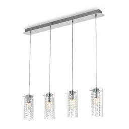 [8021696052373] Lampada a sospensione cromo L 900 x H min 500 - max 1100 x P 135 mm