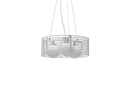 [LA/112/BI] Lampada a sospensione in metallo con paralume bianco D50xD500x120h cm