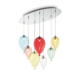 [8021696100937] Lampada a sospensione multicolor L 800 x H min 490 - max 1350 x P 300 mm