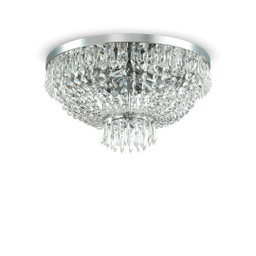 [8021696093475] Lampada da soffitto 6 luci cristalli cromato D 51 x H 30 cm